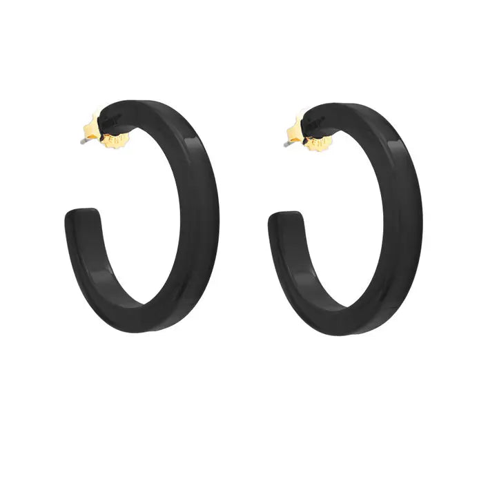 Medium Resin Hoop Earring | Black