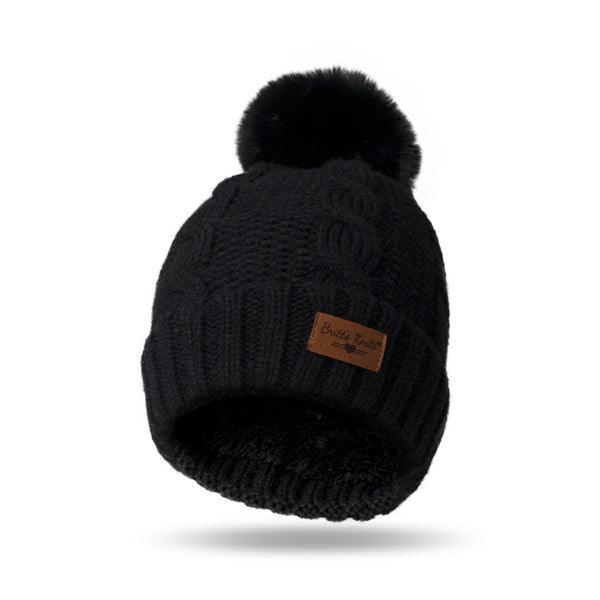Black Cozy Classic Pom Hat