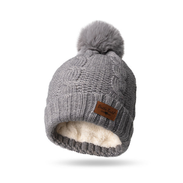 Grey Cozy Classic Pom Hat