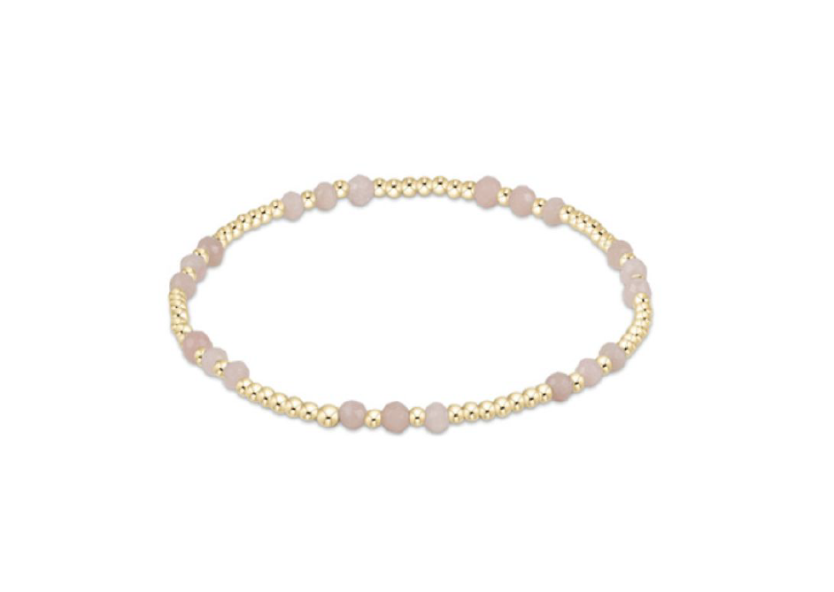 Gemstone Gold Joy Pattern 3mm Bead Bracelet | Pink Opal