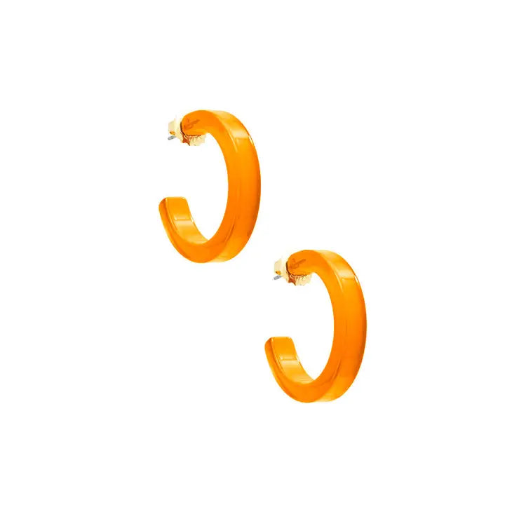 Small Resin Hoop Earring | Bright Orange