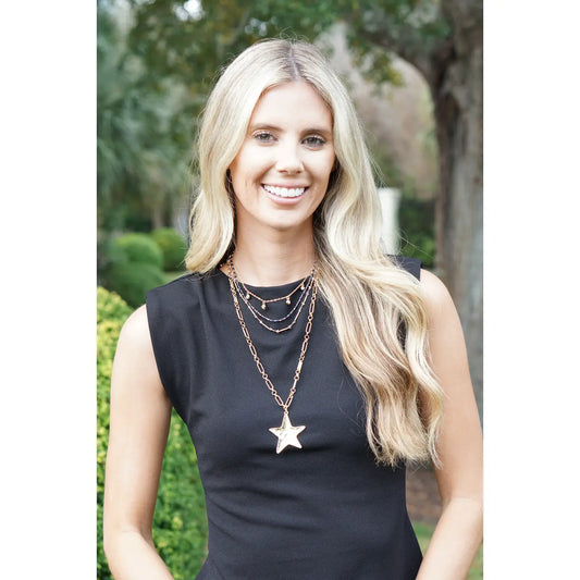 Lana Rhinestone Charm Necklace in Shiny Gold