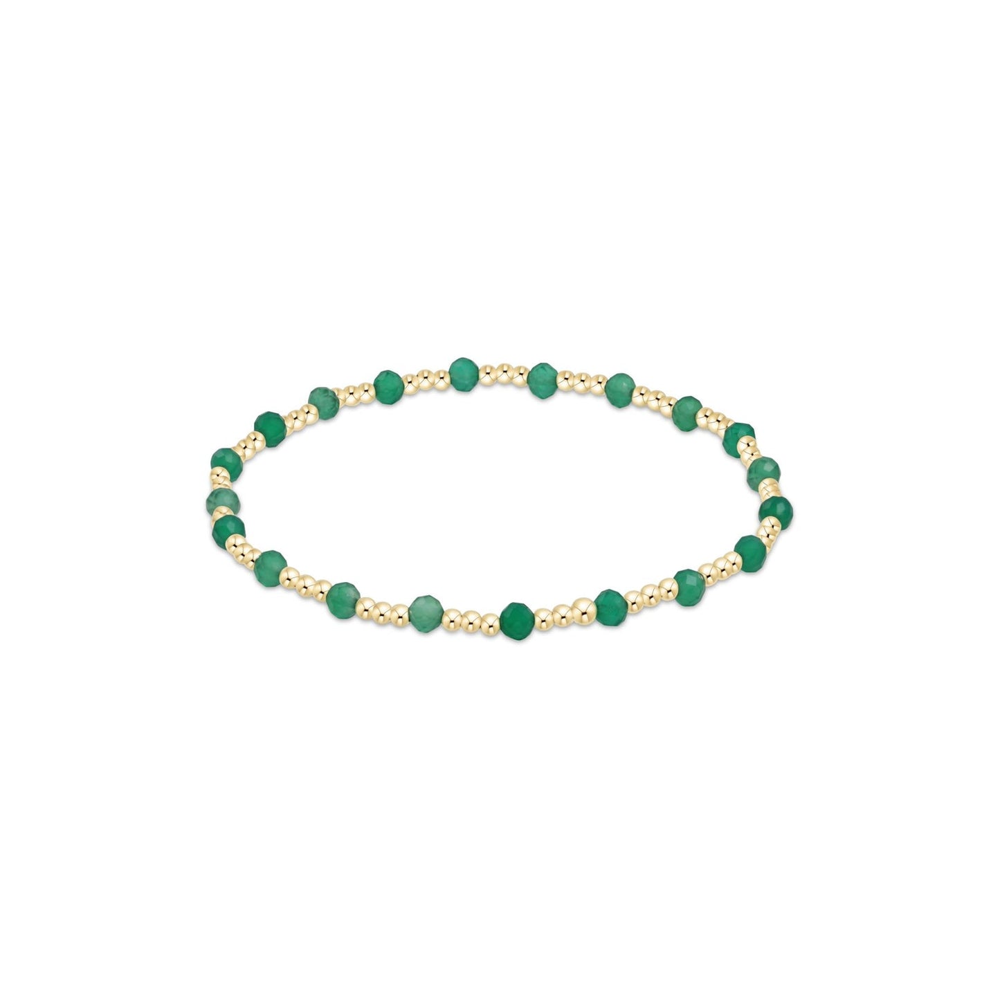 Extends | Gemstone Gold Sincerity Pattern 3mm Bead Bracelet | Green Onyx