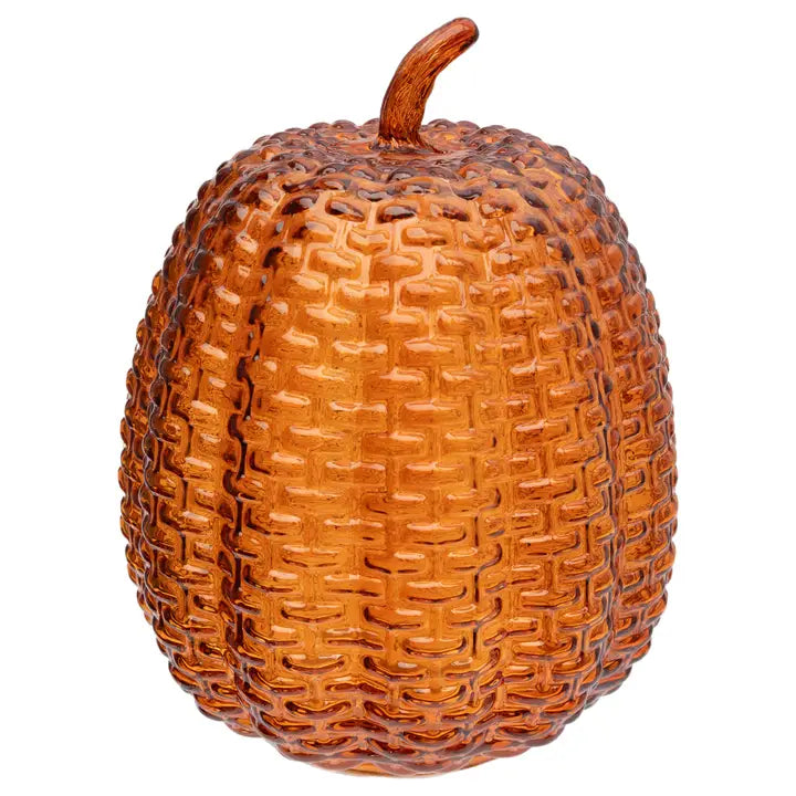 8.5" Umber Textured Glass Pumpkin