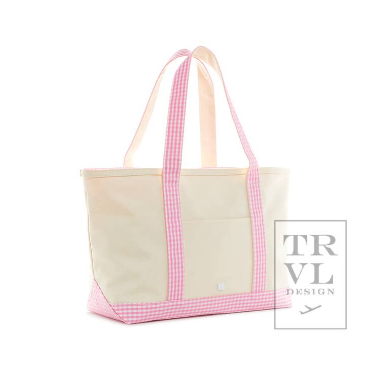 Medium Tote | Gingham Pink Trim