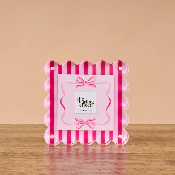 Square Scalloped Acrylic Frame | Sweatheart Stripes
