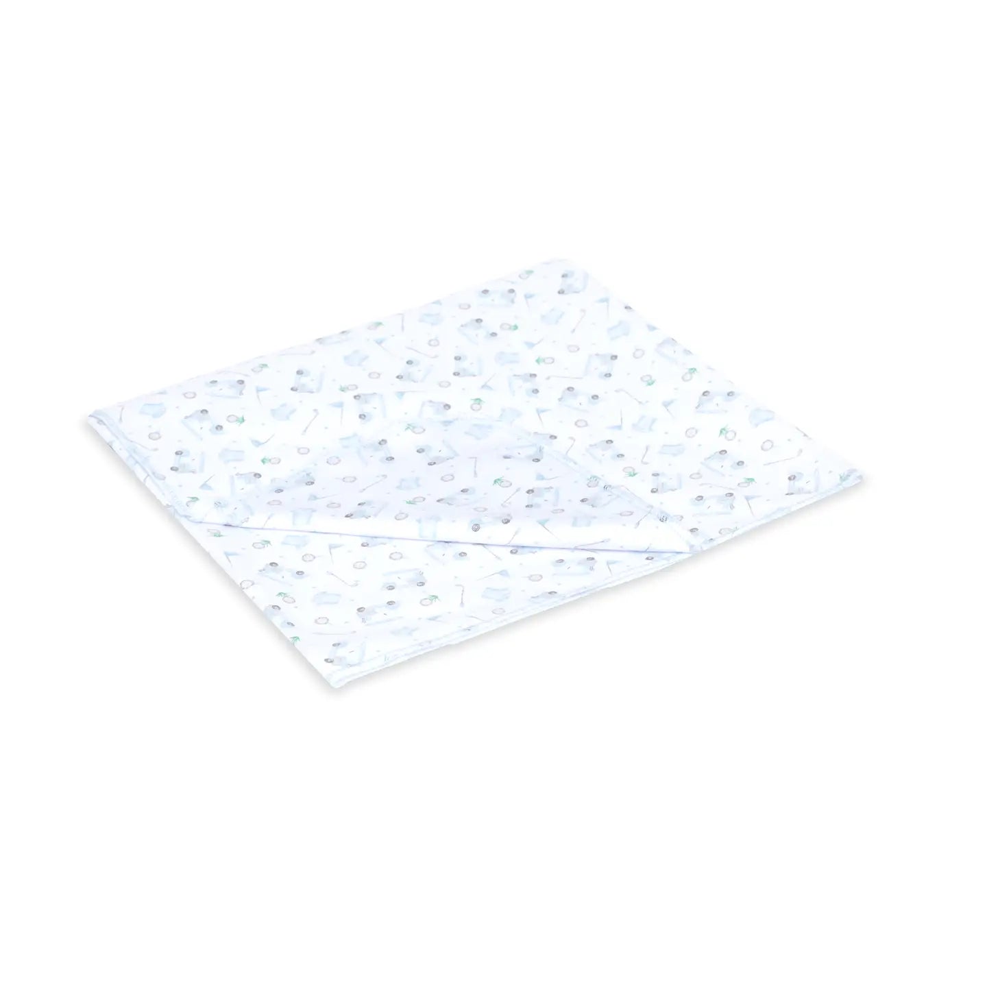 Little Golfer Print Swaddle Blanket | Light Blue