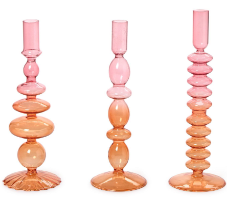 Hand-Blown Glass Taper Candlestick | Assorted Styles