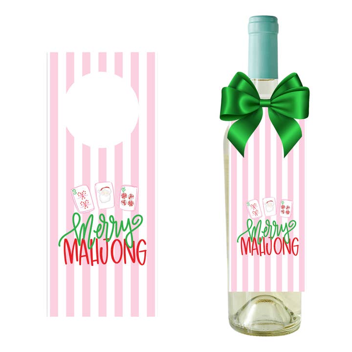 Wine Bottle Gift Tag  | Merry Mahjong