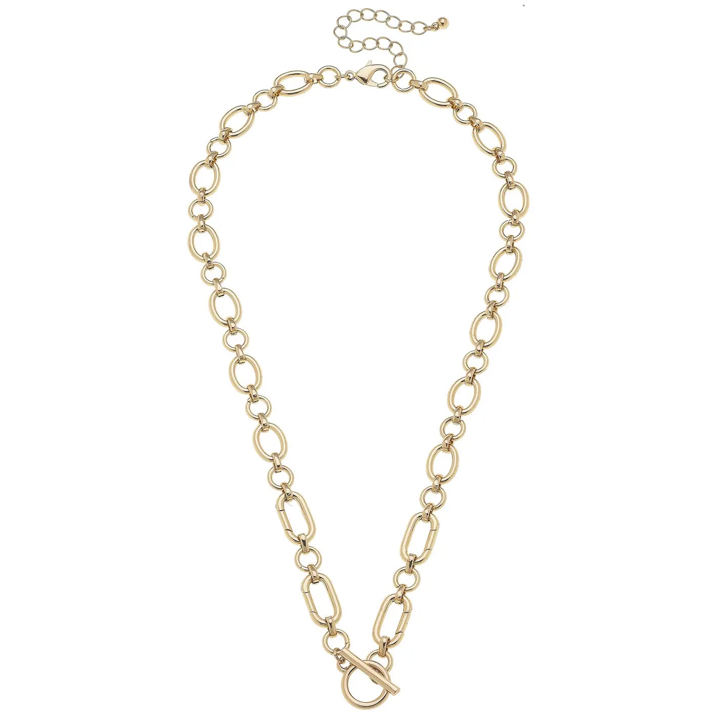 Sasha Toggle Front Charm Necklace Base | Shiny Gold