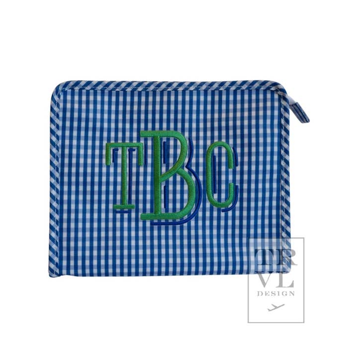 Medium Roadie Zip Pouch | Gingham Royal