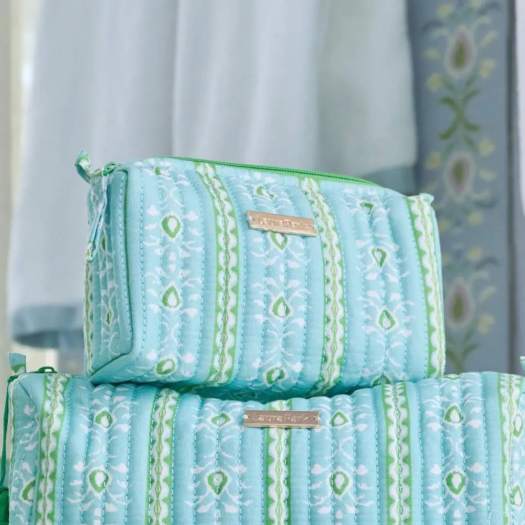 Small Cosmetic Bag | Rosemary Stripe Blue