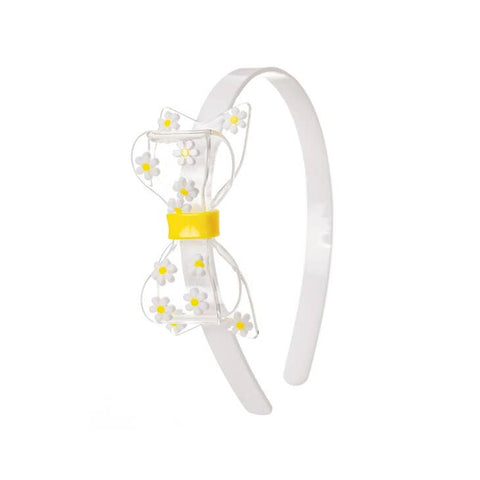Bow Acrylic Headband - White Daisy