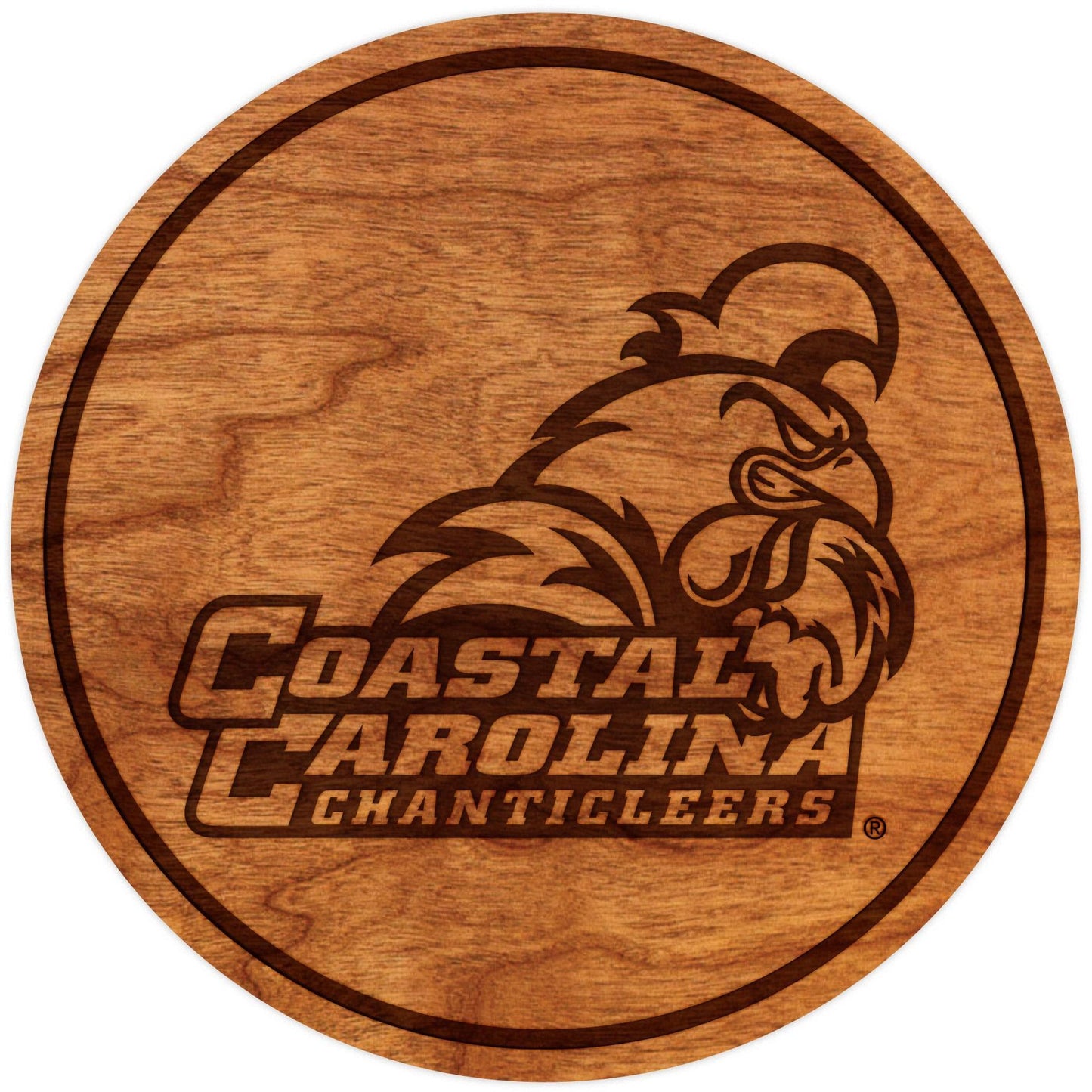 Coastal Carolina Name With Chanticleer Cherry Coaster