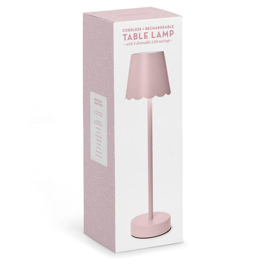 LED Cordless Table Lamp with Scalloped Edge Shade | Pink