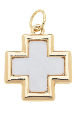 Charm | Cross Outline Mother of Pearl