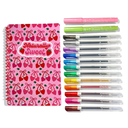 Strawberry Sugar: Scented Gel Pen & Highlighter Writing Kit