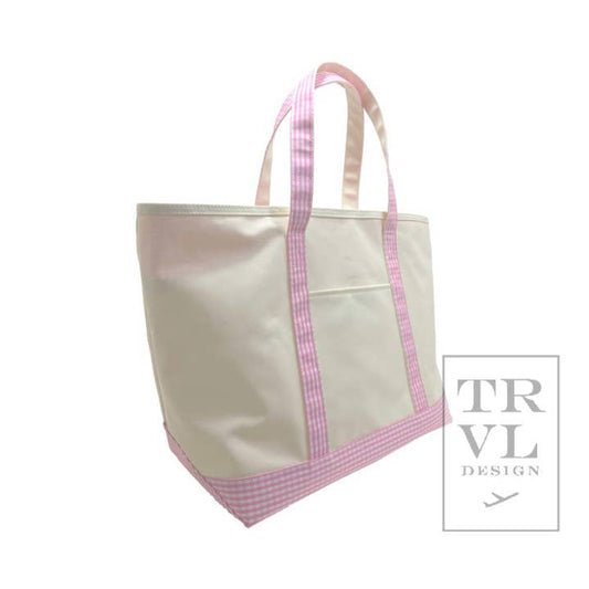 Maxi Tote | Gingham Pink Trim