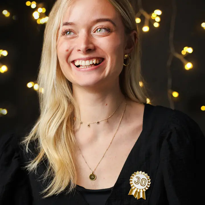 Luxe Gold Enamel Birthday Pin Badge | 30