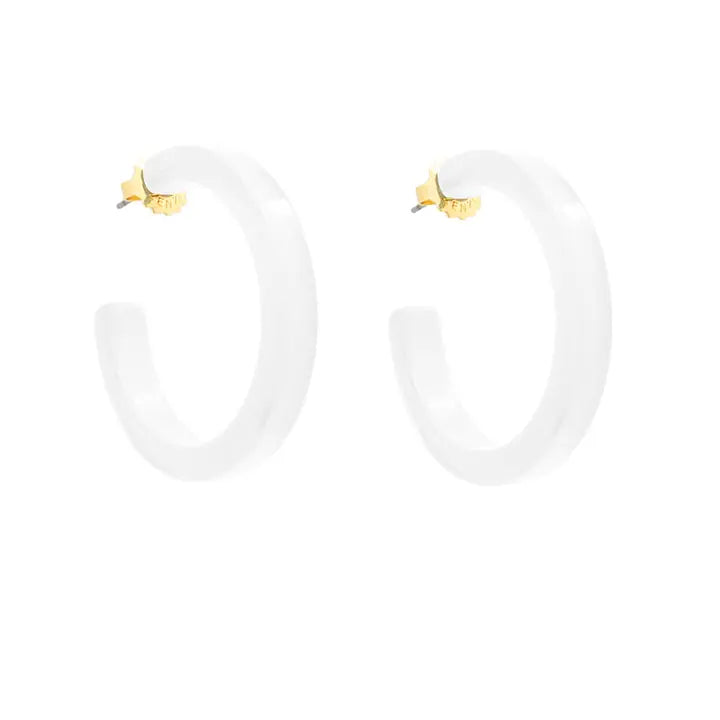 Medium Resin Hoop Earring | White