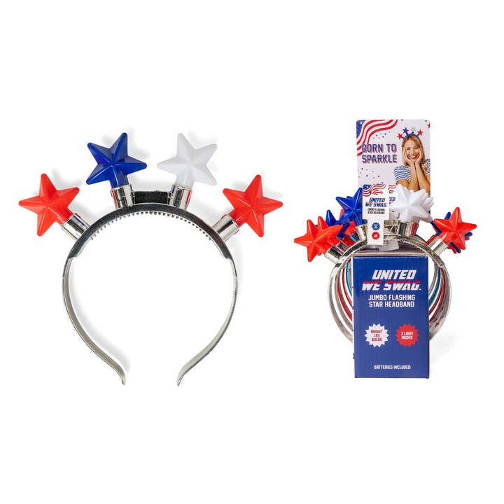 Patriot Pride Jumbo Flashing Star Headband | Assorted Styles