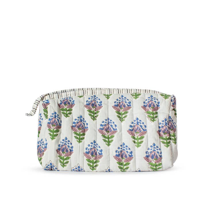Leighton Blue Quilted Cosmetic Bag