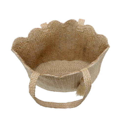 Jovi Scalloped Hem Jute Tote w/ Tassel