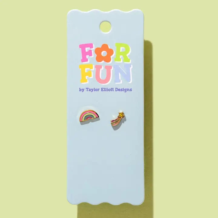 Stud Earrings | Shooting Star + Rainbow