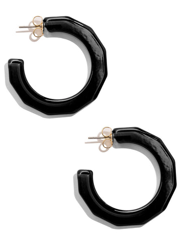 Large Textured Hoop Earring | Black