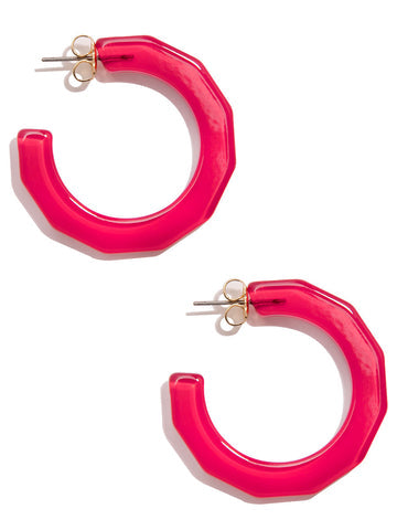 Large Textured Hoop Earring | Hot Pink