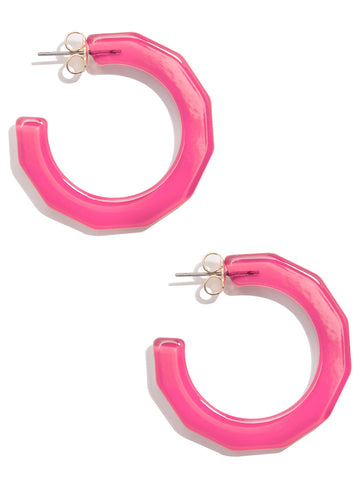 Large Textured Hoop Earring | Neon Pink