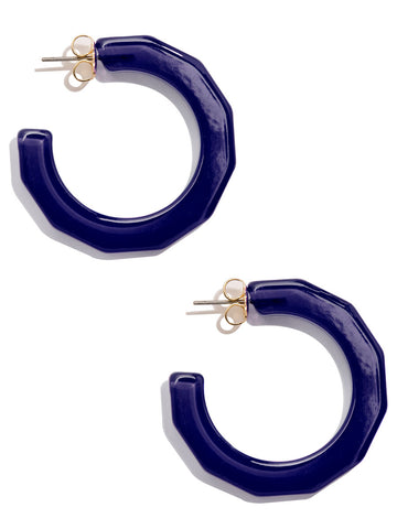 Large Textured Hoop Earring | Navy