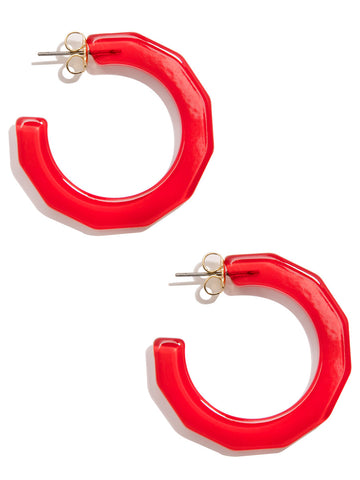 Large Textured Hoop Earring | Red