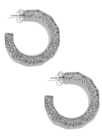 Large Textured Hoop Earring | Silver