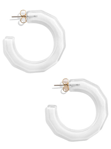 Large Textured Hoop Earring | White