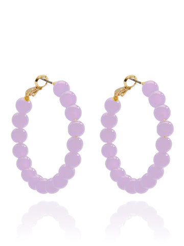 Medium Glass Bead Hoop Earring | Lavender