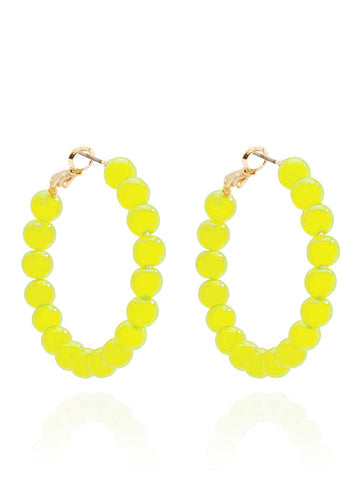 Medium Glass Bead Hoop Earring | Lime