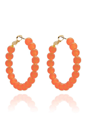 Medium Glass Bead Hoop Earring | Orange