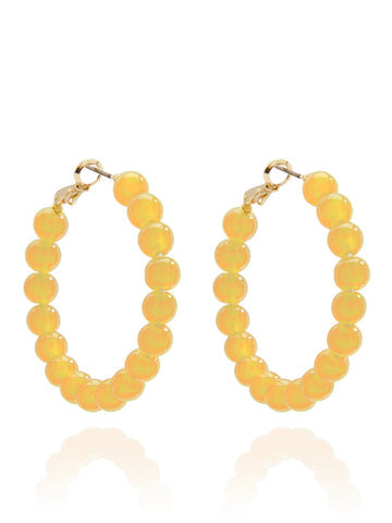 Medium Glass Bead Hoop Earring | Yellow