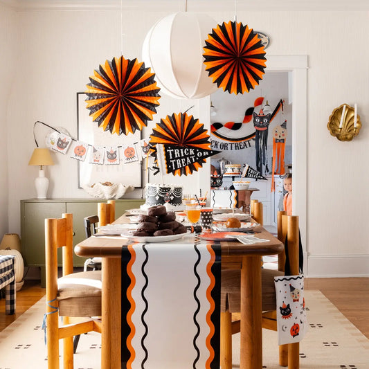 Orange and Black Large Tissue Fans