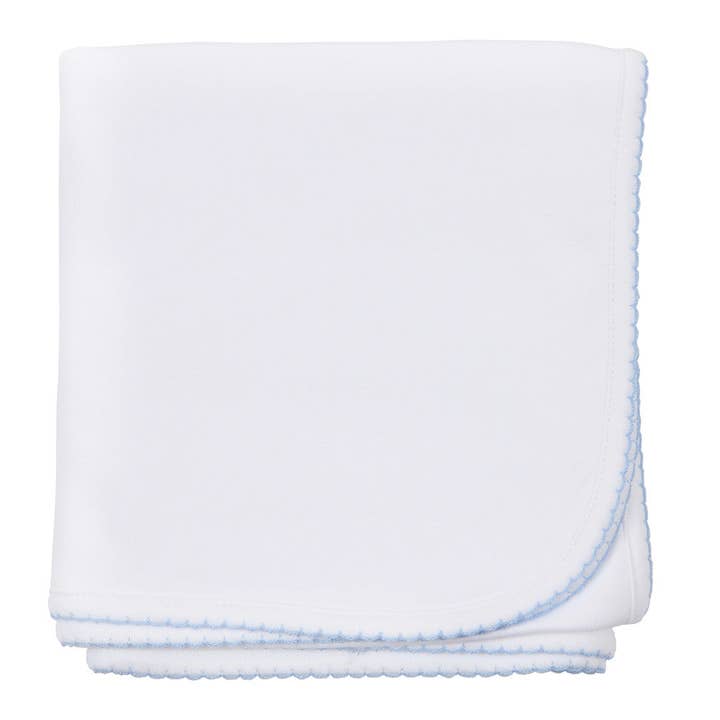 Essentials Receiving Blanket | Blue Trim