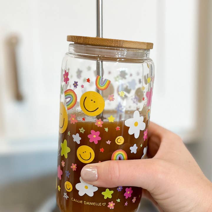 Glass Can | Rainbows & Smiley Faces