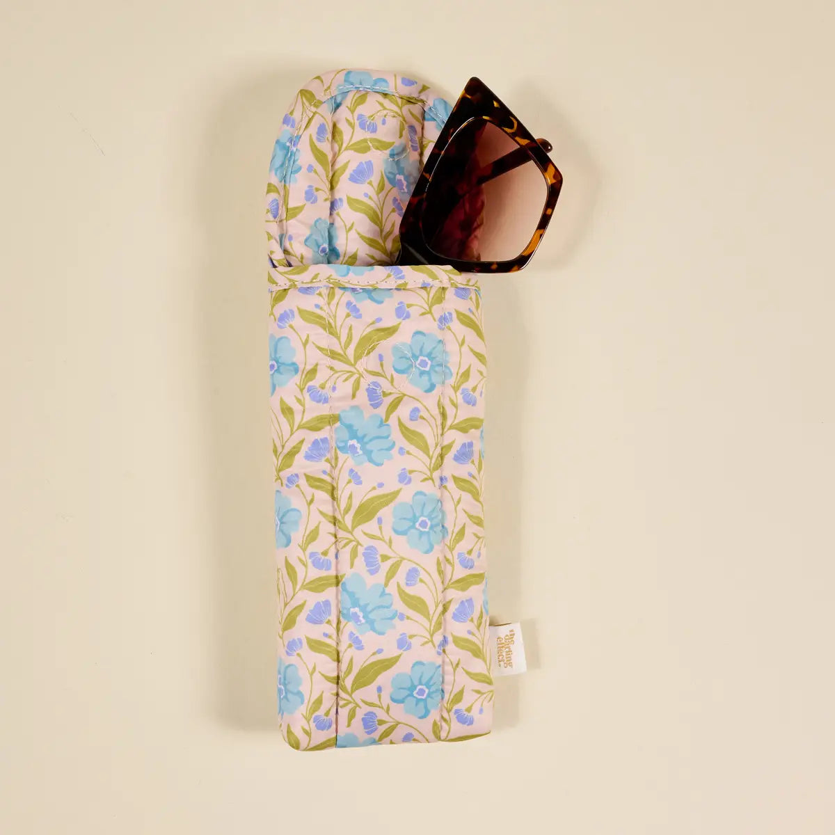 Puffy Sunglasses Case | Poppin' Petals Aqua