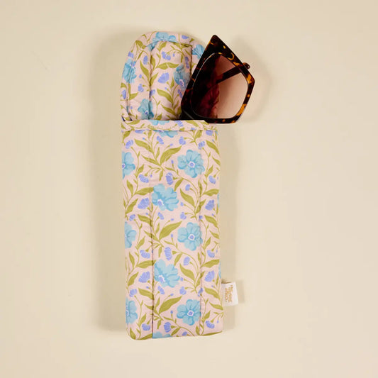 Puffy Sunglasses Case | Poppin' Petals Aqua