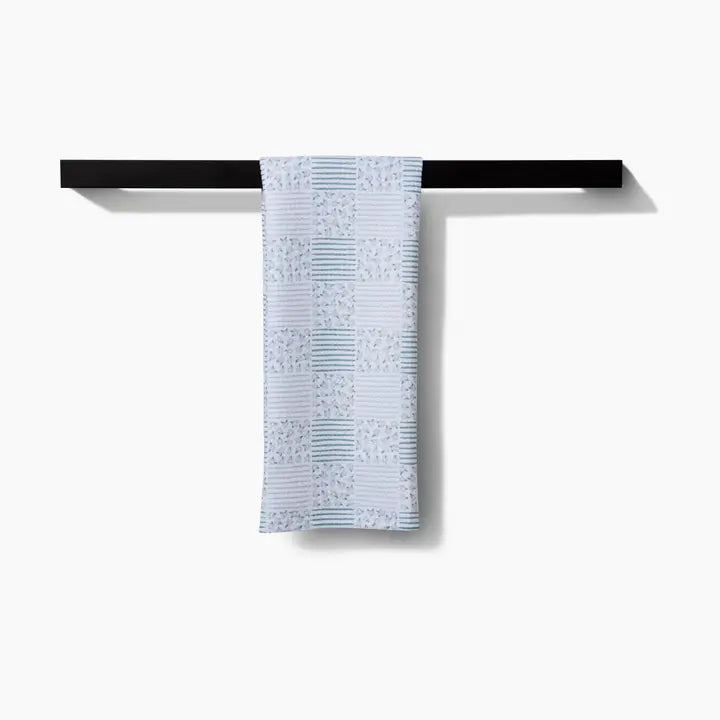 Tea Towel | Mini Flowers and Stripes | Check Green