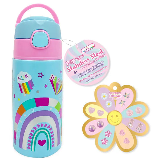 Pop Open Stainless Steel Water Bottle - Rainbow