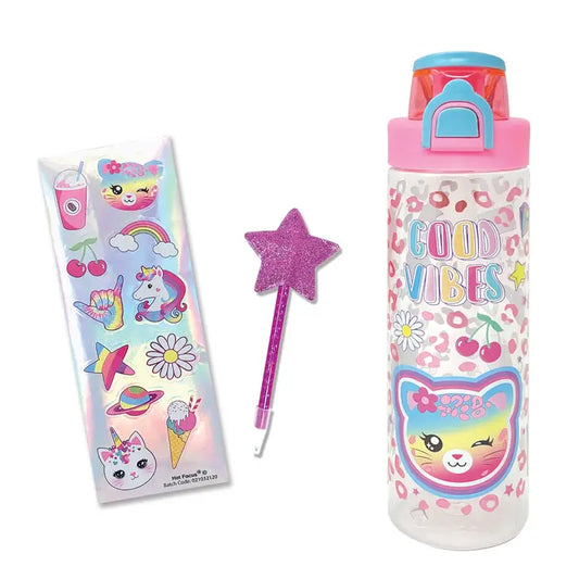 Pop-Open Water Bottle Writing Fun - Leopard