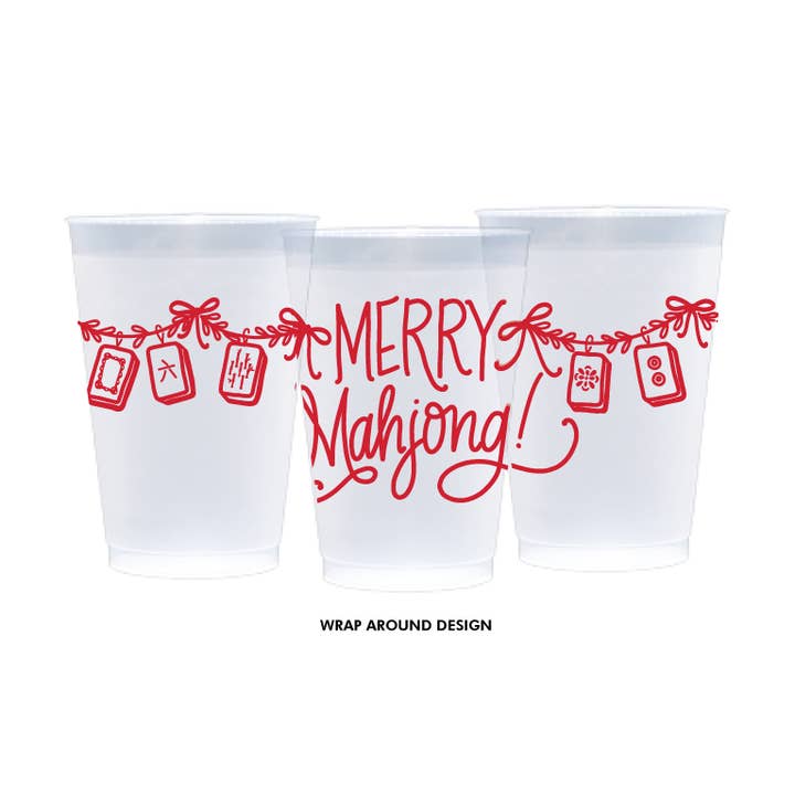 Merry Mahjong Frosted Cups | Red