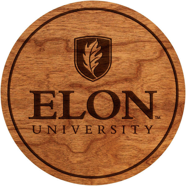 Elon Academic Logo Cherry Coaster