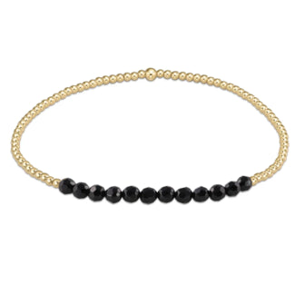 Gold Bliss 2mm Bead Bracelet | Faceted Onyx